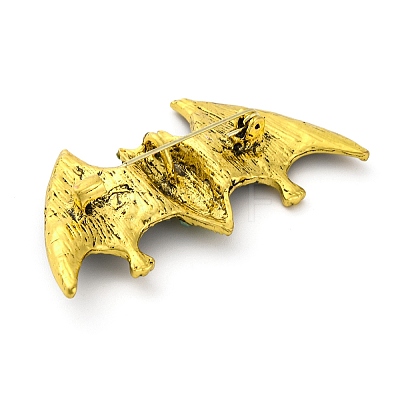 Zinc Alloy Rhinestone Halloween Bat Brooch JEWB-I033-03A-1