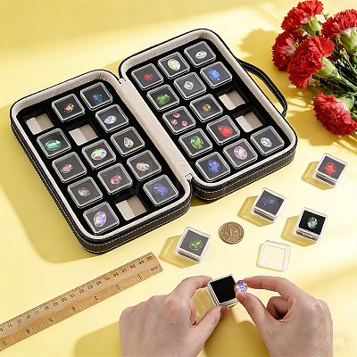 Wood Covered with PU Leather Loose Diamond Presentation Boxes ODIS-WH0108-073B-1