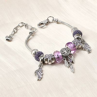 Alloy European Beads Charm Bracelets BJEW-F495-17P-1