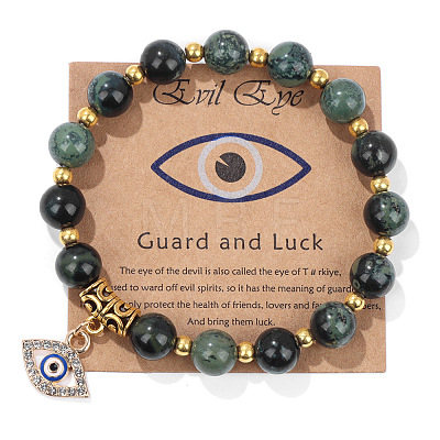 Synthetic Rhyolite Jasper Round Beads Stretch Bracelets FS-WG18FCB-21-1-1