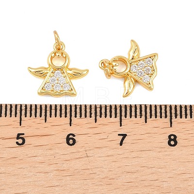 Brass Micro Pave Cubic Zirconia Charms KK-F927-23G-1