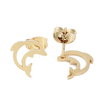 PVD Vacuum Plating 304 Stainless Steel Stud Earrings for Women EJEW-A048-45B-G-1