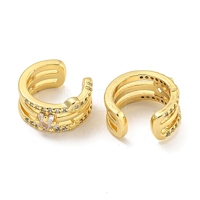 Brass Micro Pave Clear Cubic Zirconia Cuff Earrings for Women EJEW-C104-119G-1
