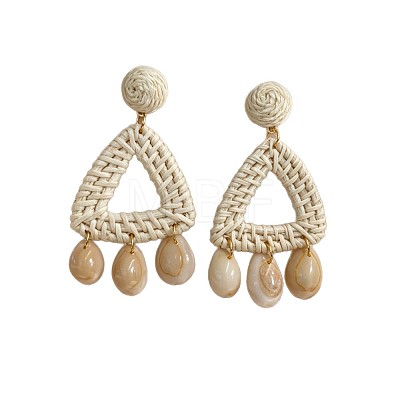 Raffia & Rattan Chandelier Earrings WG28300-01-1