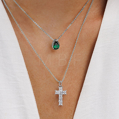 925 Sterling Silver Micro Pave Clear Cubic Zirconia Pendants SE-CBA9BBC-01P-1