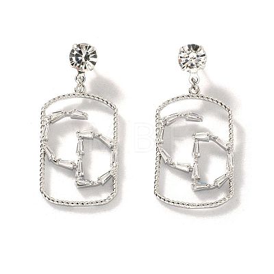 Geometric Hollow Brass Clear Cubic Zirconia Stud Earrings RV3263-2-1