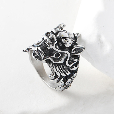 Punk Style 304 Stainless Steel Dragon Finger Rings for Men UN0454-4-1