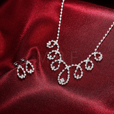 Shining Brass Rhinestone Wedding Bride Jewelry Sets SJEW-BB15874-1