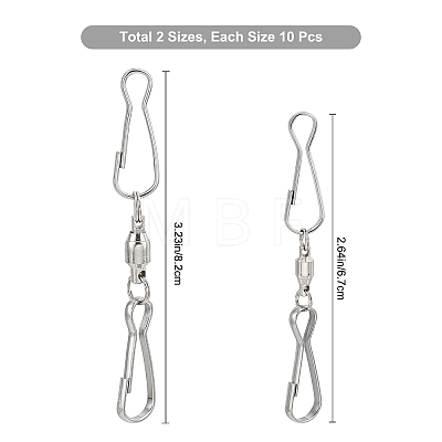 Gorgecraft 20Pcs 2 Style Stainless Steel Spinning Dual Clip Swivel Hooks AJEW-GF0004-84-1