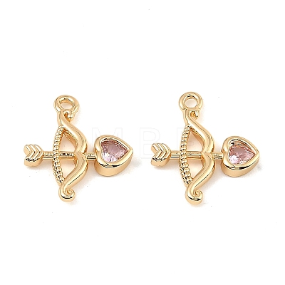 Brass Micro Pave Cubic Zirconia Charms KK-C155-27G-1