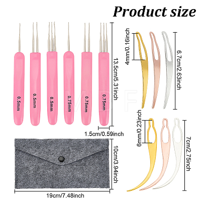 GOMAKERER 12 Styles Zinc Alloy & Stainless Steel Dreadlock Crochet Hooks AJEW-GO0001-59-1