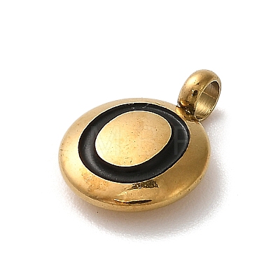 304 Stainless Steel Black Enamel Charms STAS-R009-01G-O-1