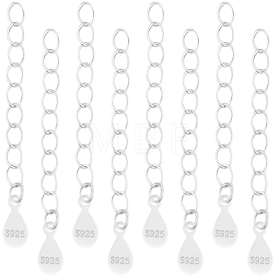 10Pcs 925 Sterling Silver Twisted Extender Chains STER-BBC0008-99-1