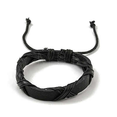 Adjustable PU Leather & Waxed Braided Cord Bracelets BJEW-F468-15-1