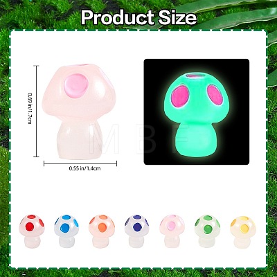 80Pcs 8 Colors Luminous Resin Mushroom Display Decoration JX878A-1