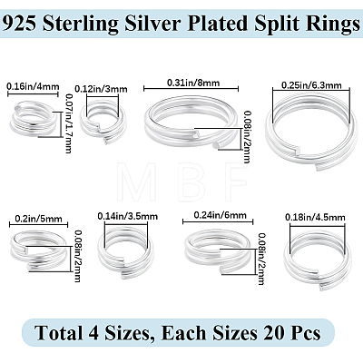 Beebeecraft 80Pcs 4 Styles Brass Split Rings KK-BBC0014-05-1