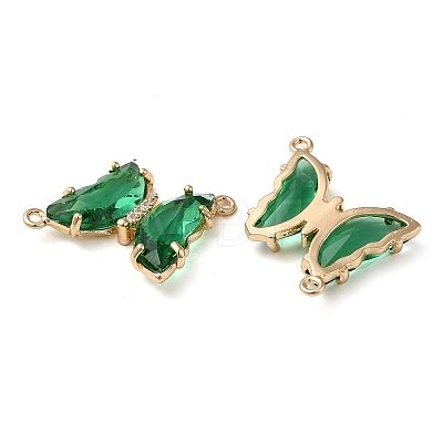 Brass Pave Faceted Glass Connector Charms FIND-Z020-04K-1