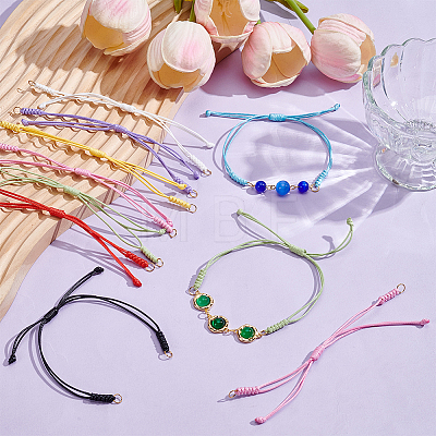 24Pcs 8 Colors Waxed Polyester Cord Bracelets Making BJEW-UN00036-1