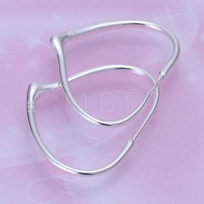 Women Big Earrings Silver Color Plated Brass Heart Hoop Earrings EJEW-BB11873-1