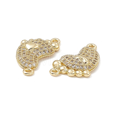 Brass Micro Pave Clear Cubic Zirconia Connector Charms KK-E068-VB033-1