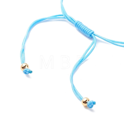 Natural Agate & Brass Clover Beaded Cord Bracelet BJEW-JB08366-1