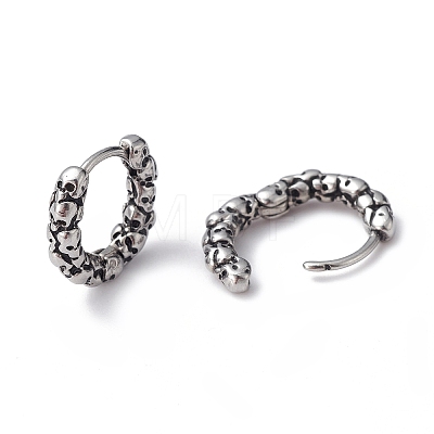 316 Stainless Steel Skull Hoop Earrings for Men Women EJEW-C045-04-1