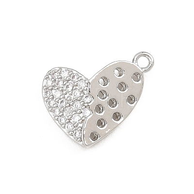 Valentine's Day Brass Micro Pave Clear Cubic Zirconia Charms KK-D225-08P-1