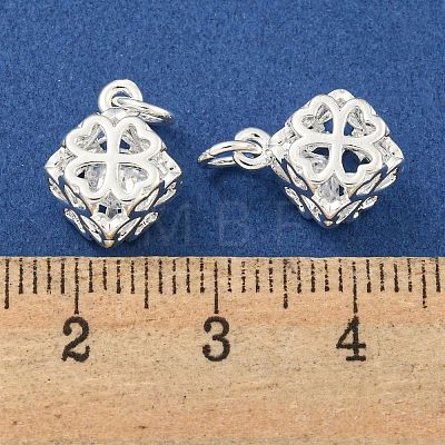 Rack Plating Brass Micro Pave Clear Cubic Zirconia Charms KK-F089-15S-1