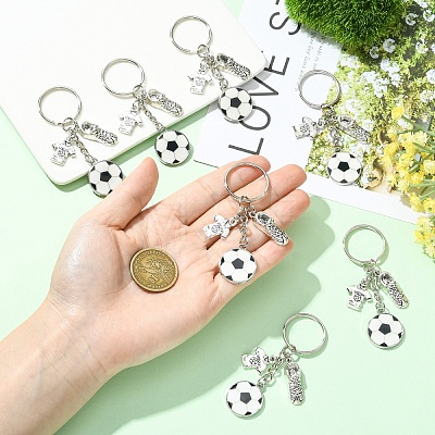 10Pcs Football Theme Alloy Keychain KEYC-YW00231-1