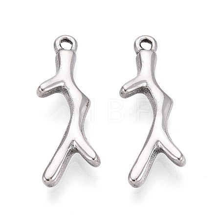 304 Stainless Steel Branch Pendants STAS-T067-49P-1
