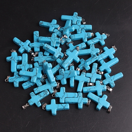 Synthetic Turquoise Pendants G-PW0006-02P-25-1