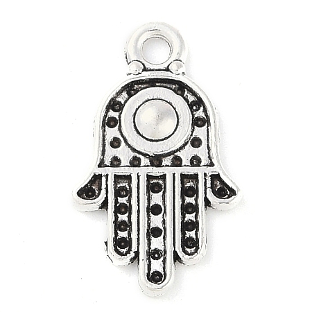 Hamsa Hand/Hand of Fatima/Hand of Miriam Tibetan Style Alloy Pendants TIBEP-R344-01AS-LF-1