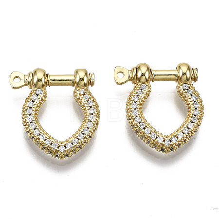 Brass Micro Pave Clear Cubic Zirconia D-Ring Anchor Shackle Clasps ZIRC-S066-050-NF-1