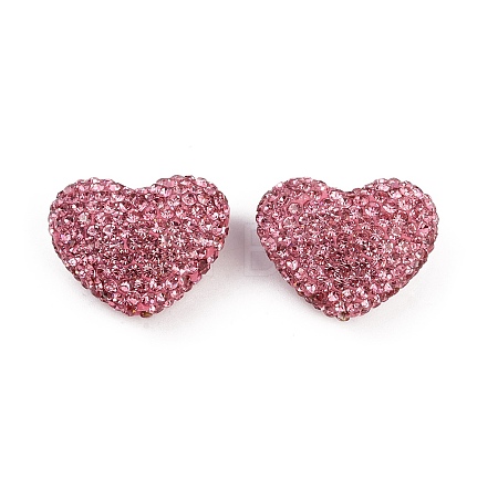 Heart Shaped Polymer Clay Rhinestone Beads CLAY-NH0002-02C-1