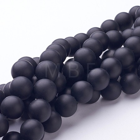 Natural Black Agate Beads Strands G-D543-12mm-1