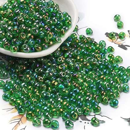 6/0 Inside Colours Fringe Glass Seed Beads SEED-A034-03G-1