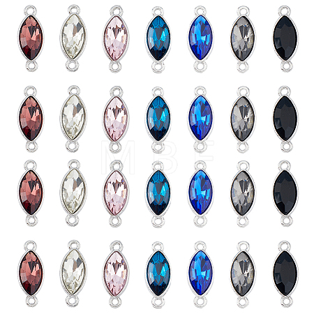 28Pcs 7 Colors Alloy Glass Connector Charms FIND-HY0001-87-1