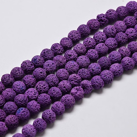 Natural Lava Rock Round Bead Strands X-G-I124-8mm-08-1