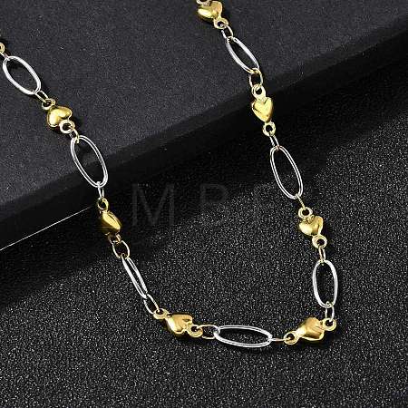 304 Stainless Steel Heart Link Chain Necklaces for Women NJEW-A046-02B-GP-1