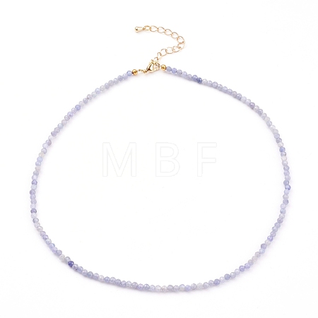 Natural Tanzanite Beaded Necklaces NJEW-JN03315-04-1