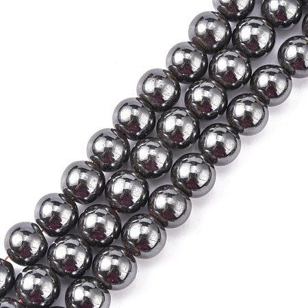 Magnetic Synthetic Hematite Beads Strands G-Q893-12mm-1