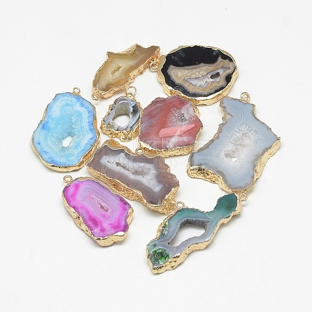 Natural Druzy Agate Slices Pendants G-Q494-65-G-1