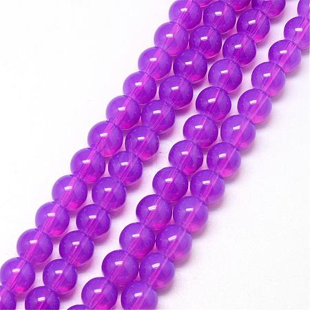 Baking Paint Glass Beads Strands DGLA-Q023-8mm-DB27-1
