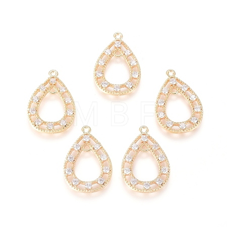 Brass Micro Pave Clear Cubic Zirconia Links connectors KK-I667-01G-1
