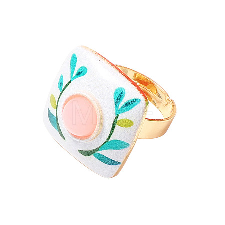 Adjustable Alloy Enamel & Resin Cuff Finger Rings WG30AE2-03-1