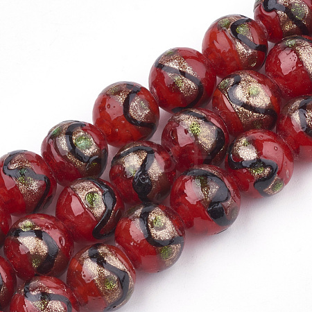 Handmade Gold Sand Lampwork Beads LAMP-T006-02H-1