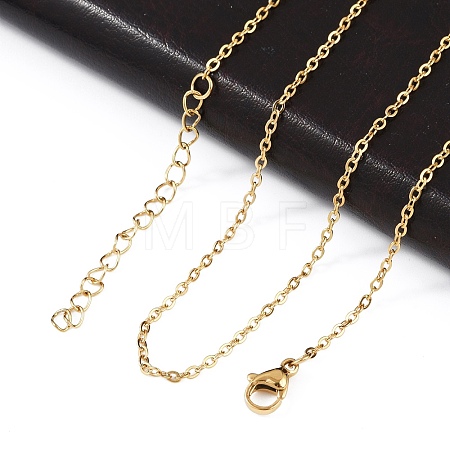 Ion Plating(IP) 304 Stainless Steel Cable Chain Necklace STAS-T040-PJ205-45-1