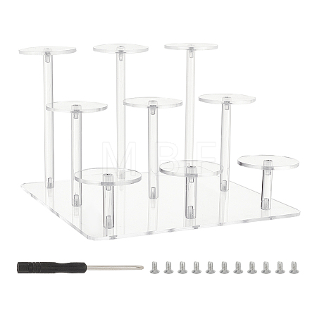 3-Tier Round Transparent Acrylic Toys Action Figures Display Riser Stands ODIS-WH0030-24B-1