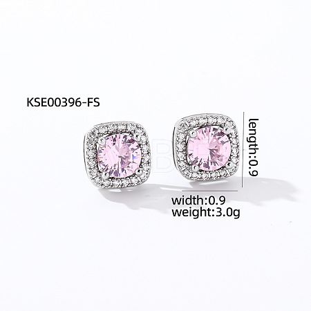 Elegant Zircon Square Stud Earrings for Women TY1635-7-1
