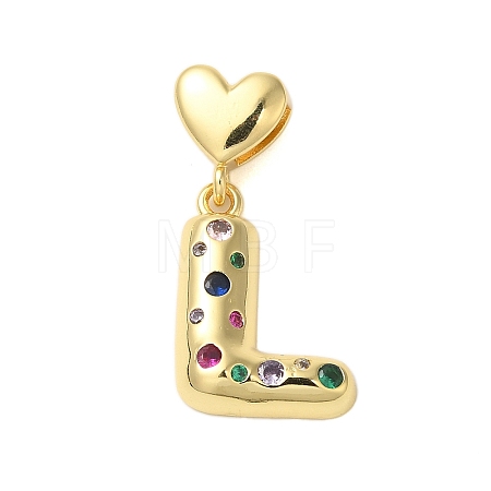 Rack Plating Brass Micro Pave Clear Cubic Zirconia Perdants KK-C067-12G-L-1